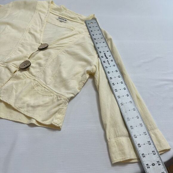 Iridium Apparel Pale Yellow Button Front Lagenlook Cotton Duster Jacket Sz Small - Picture 6 of 8